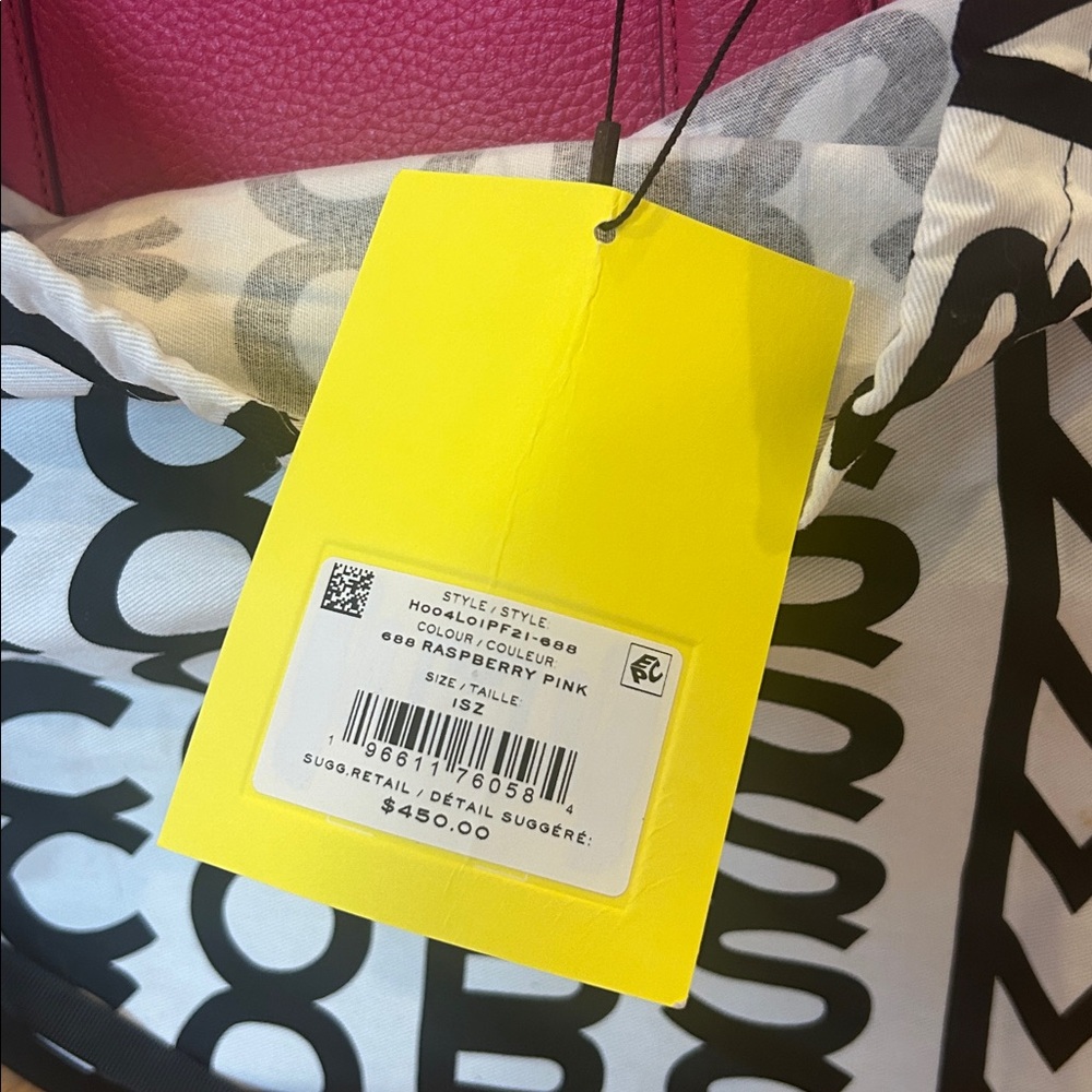 MJ Pink Tote Bag, Pebbled Leather, Top-Handle. Size Medium (13L x6D x11H) - Picture 6 of 8